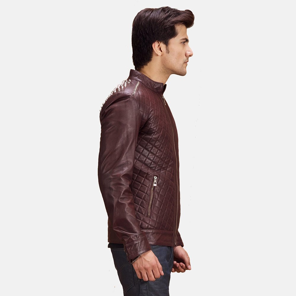 Rumano Jae Maroon Leather Biker Jacket - Rare Leather