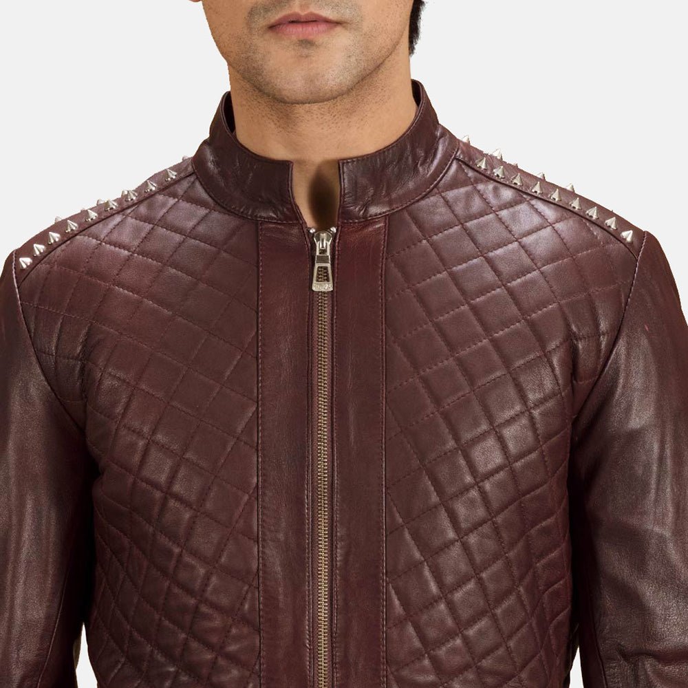 Rumano Jae Maroon Leather Biker Jacket - Rare Leather