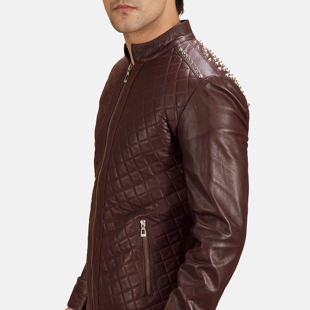 Rumano Jae Maroon Leather Biker Jacket - Rare Leather