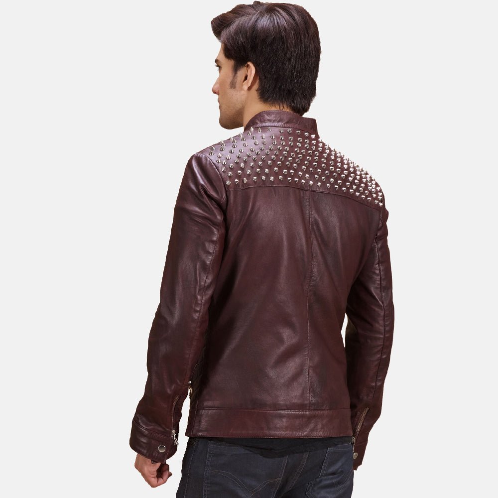 Rumano Jae Maroon Leather Biker Jacket - Rare Leather