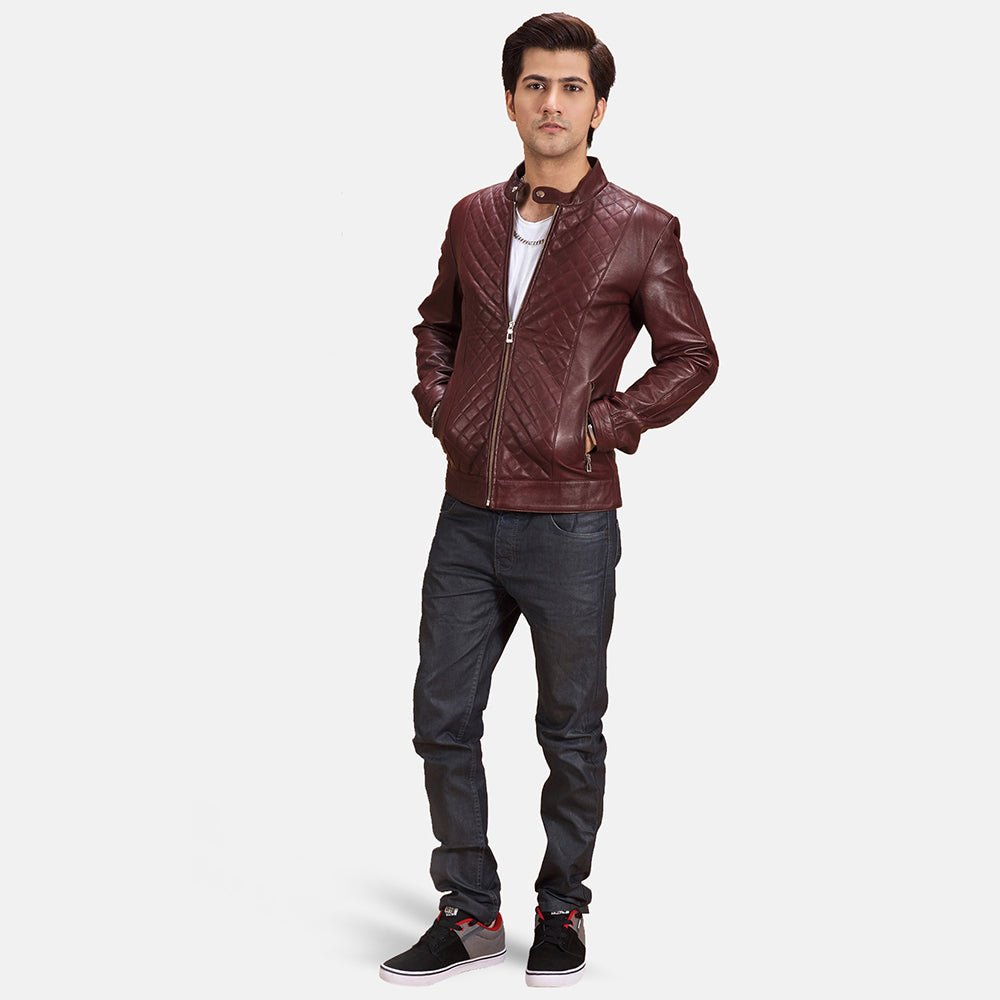 Rumano Jae Maroon Leather Biker Jacket - Rare Leather