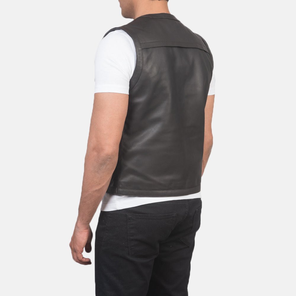 Safari Brown Leather Vest - Vox Leather