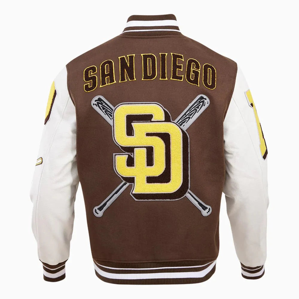 San Diego Padres MLB Mashup Rib Wool Varsity Jacket - Rare Leather