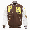 San Diego Padres MLB Mashup Rib Wool Varsity Jacket - Rare Leather