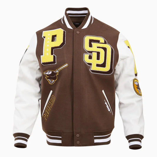 San Diego Padres MLB Mashup Rib Wool Varsity Jacket - Rare Leather