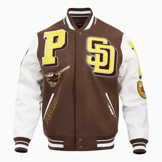 San Diego Padres MLB Mashup Rib Wool Varsity Jacket - Vox Leather