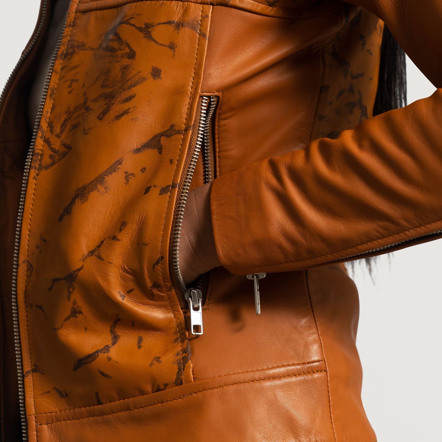 Sandy Tan Dye Leather Biker Jacket - Rare Leather