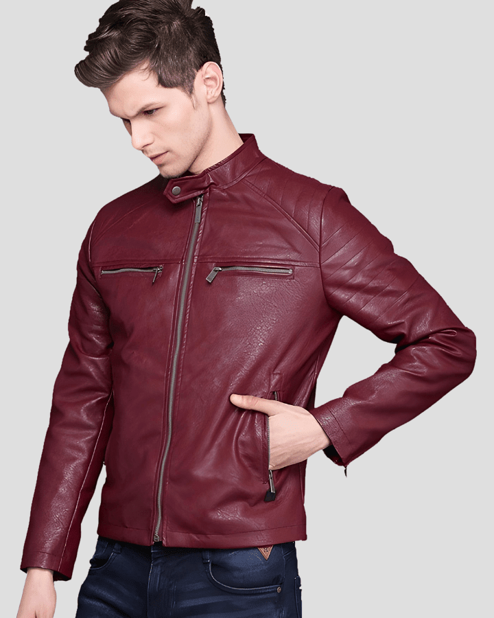 Santiago Red Quilted Leather Jacket - Vox Leather