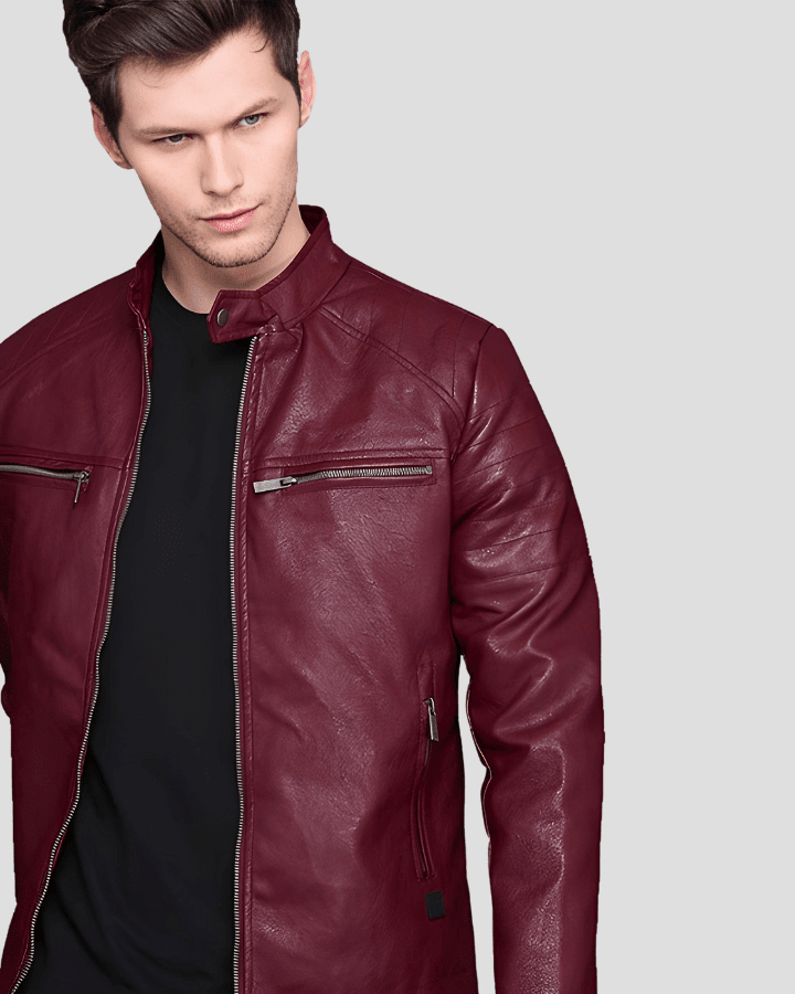 Santiago Red Quilted Leather Jacket - Vox Leather
