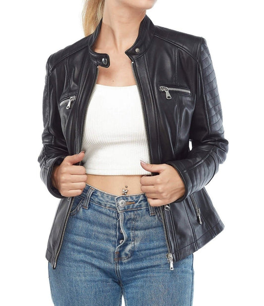 Sarah Archer Women’s Real Black Leather Jacket - Vox Leather