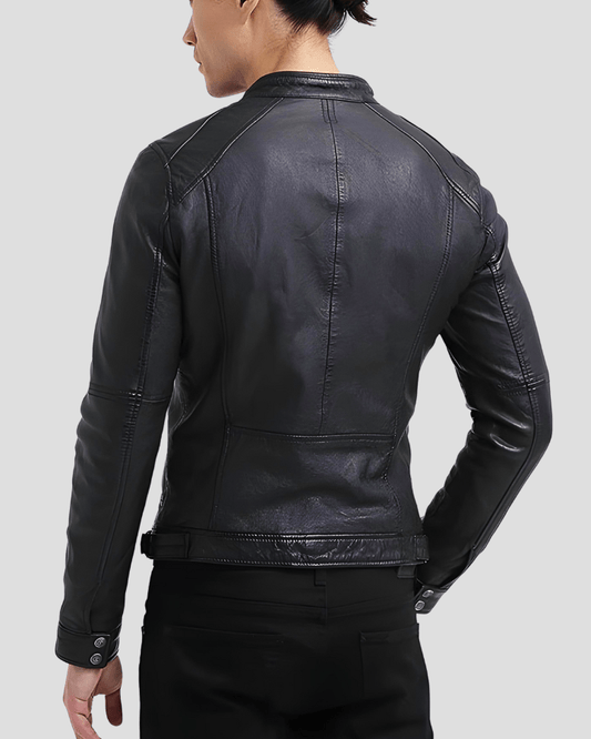 Scott Black Leather Racer Jacket - Rare Leather