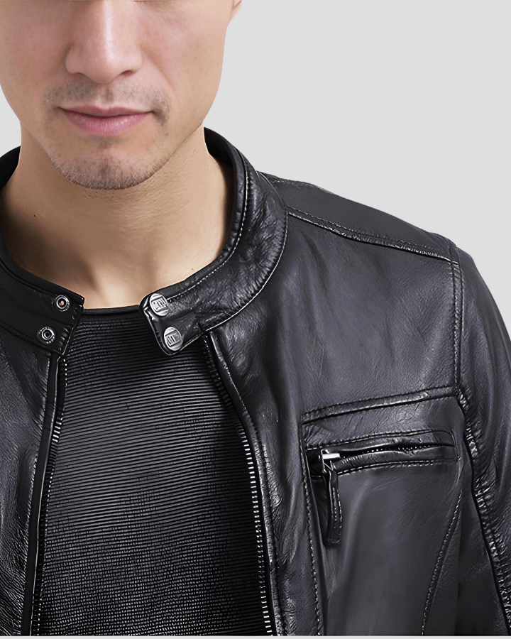 Scott Black Leather Racer Jacket - Rare Leather