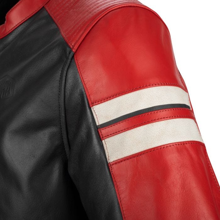 SEGURA ROMEO LEATHER MOTORCYCLE JACKET - BLACK/RED - CE Level AAA Certified - Vox Leather
