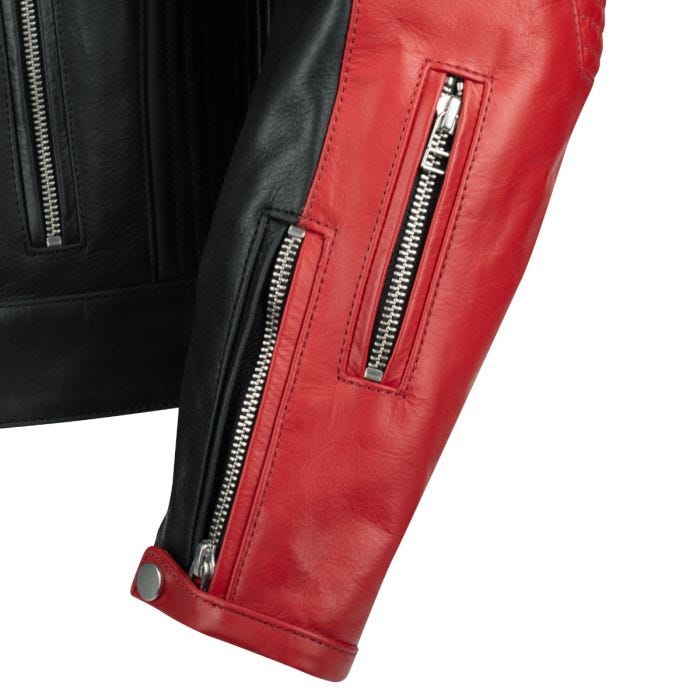 SEGURA ROMEO LEATHER MOTORCYCLE JACKET - BLACK/RED - CE Level AAA Certified - Vox Leather