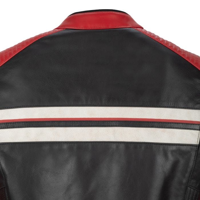 SEGURA ROMEO LEATHER MOTORCYCLE JACKET - BLACK/RED - CE Level AAA Certified - Vox Leather
