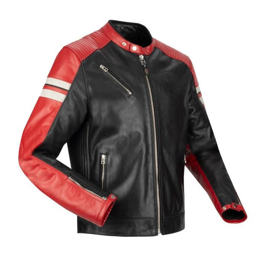 SEGURA ROMEO LEATHER MOTORCYCLE JACKET - BLACK/RED - CE Level AAA Certified - Vox Leather