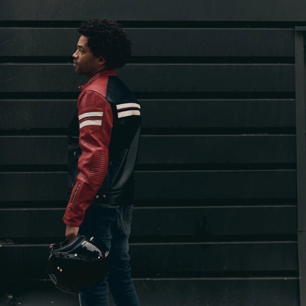 SEGURA ROMEO LEATHER MOTORCYCLE JACKET - BLACK/RED - CE Level AAA Certified - Vox Leather