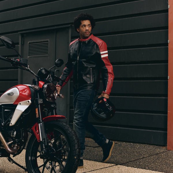 SEGURA ROMEO LEATHER MOTORCYCLE JACKET - BLACK/RED - CE Level AAA Certified - Vox Leather