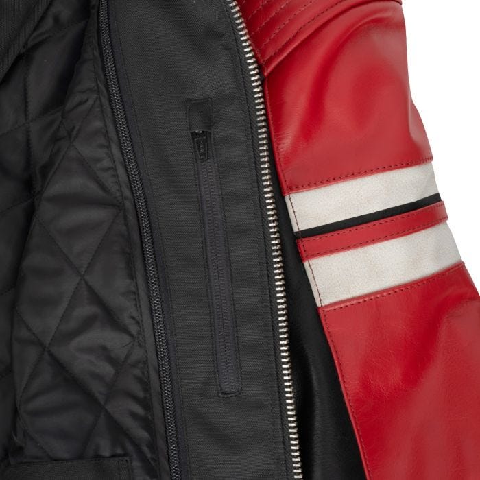 SEGURA ROMEO LEATHER MOTORCYCLE JACKET - BLACK/RED - CE Level AAA Certified - Vox Leather