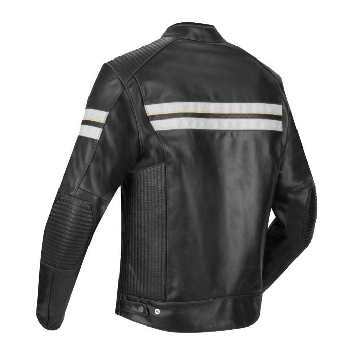 SEGURA ROMEO LEATHER MOTORCYCLE JACKET - BLACK/WHITE - CE Level AAA Certified - Vox Leather