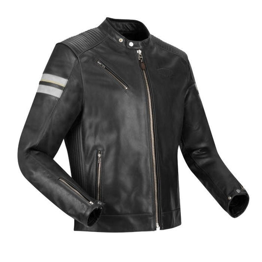 SEGURA ROMEO LEATHER MOTORCYCLE JACKET - BLACK/WHITE - CE Level AAA Certified - Vox Leather