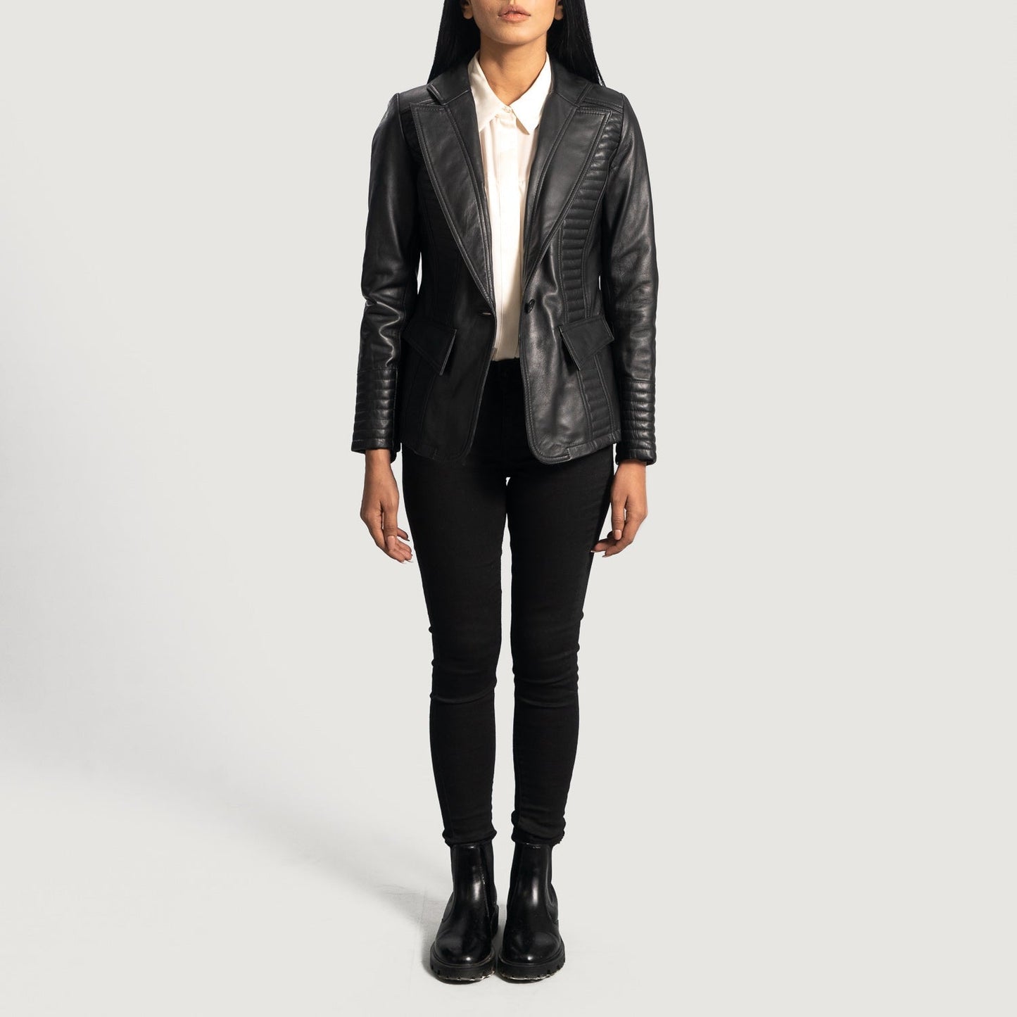 Selina Black Leather Blazer - Rare Leather