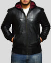 Shane Black Bomber Leather Jacket Hooded - Rare Leather
