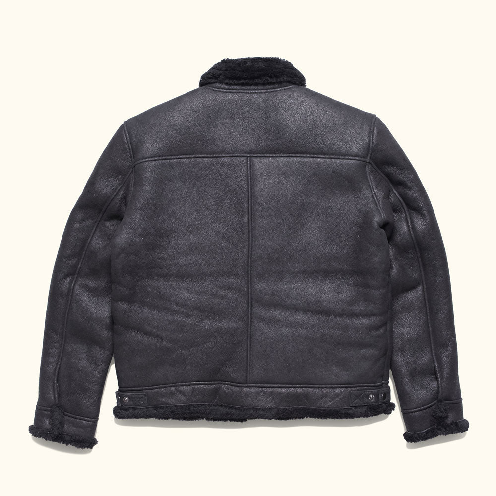 Shearling Leather Bomber Jacket | Black - Vox Leather