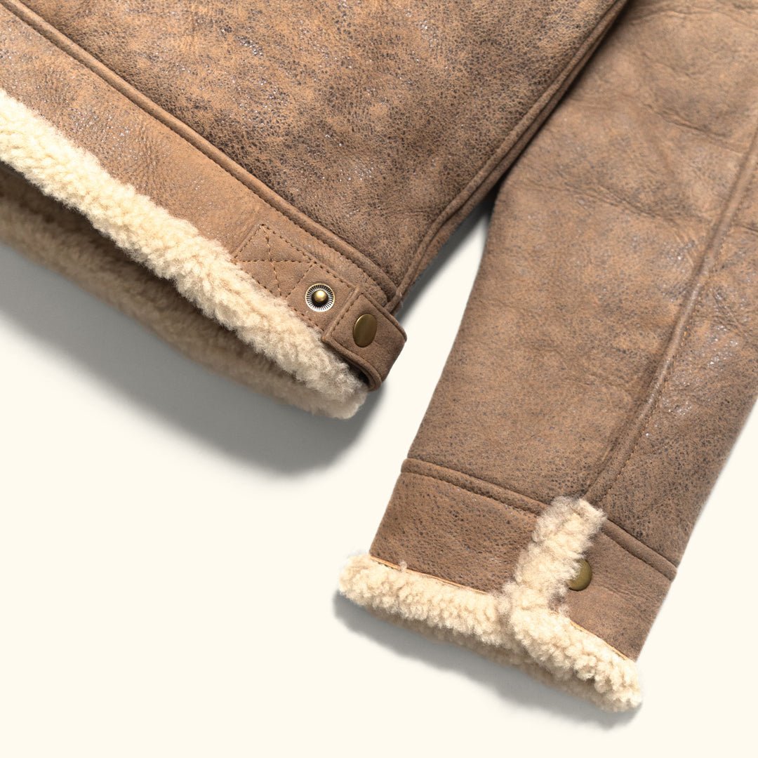 Shearling Leather Bomber Jacket - Vox Leather