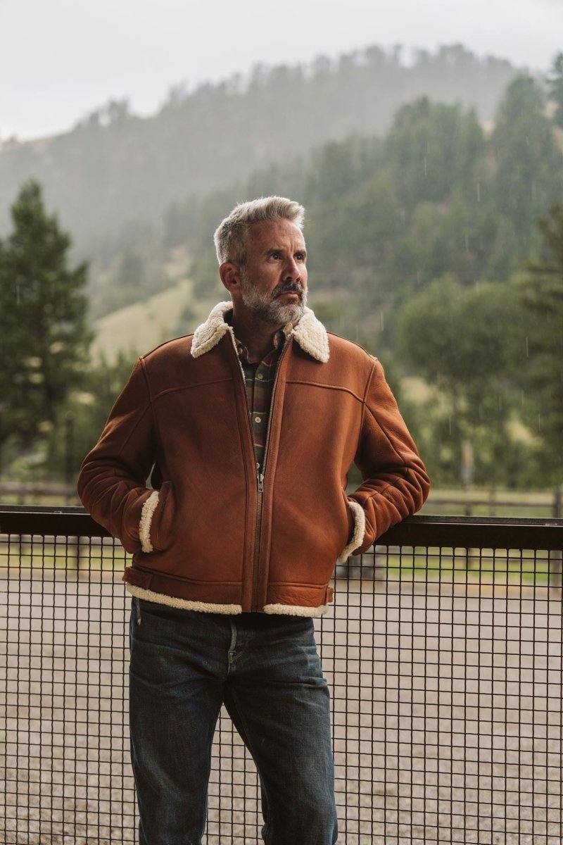 Shearling Leather Bomber Jacket - Vox Leather