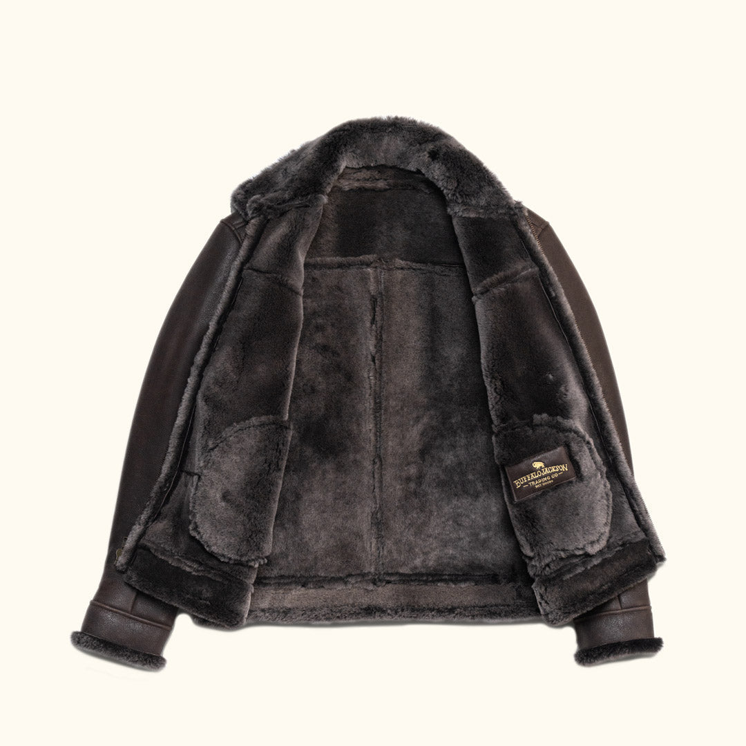 Shearling Leather Bomber Jacket - Vox Leather