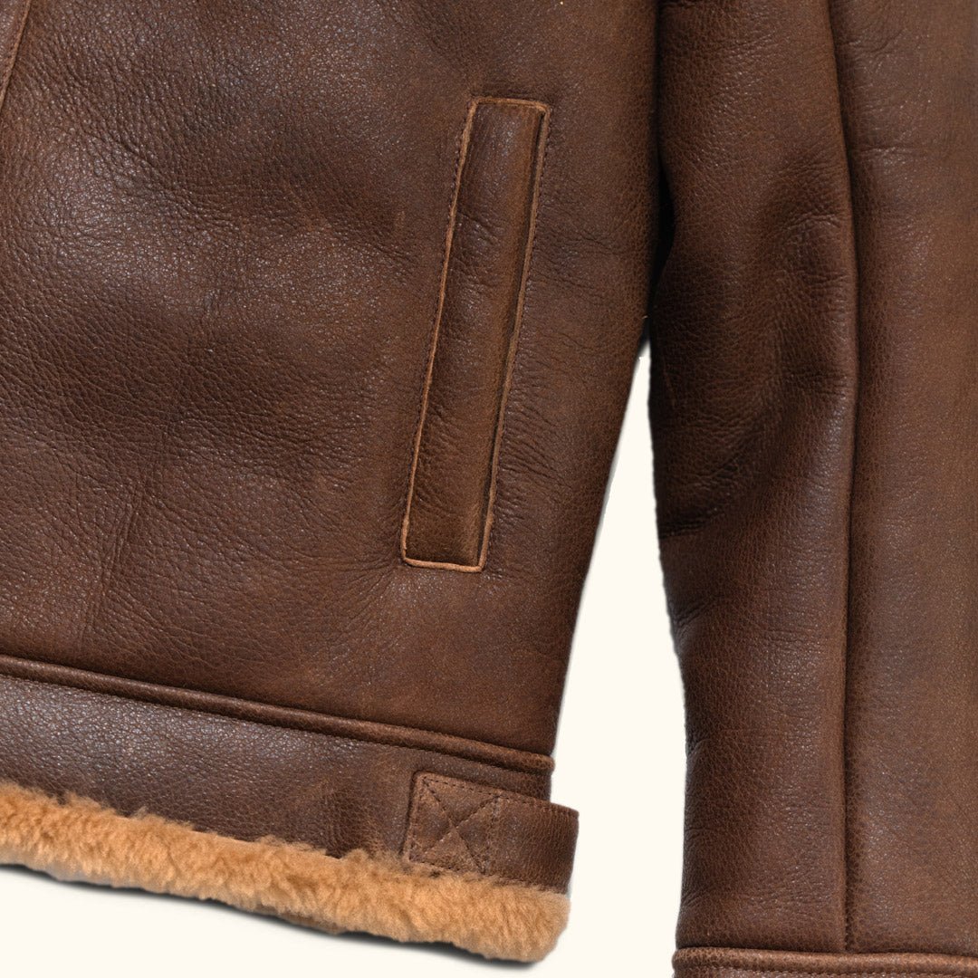 Shearling Leather Bomber Jacket - Vox Leather