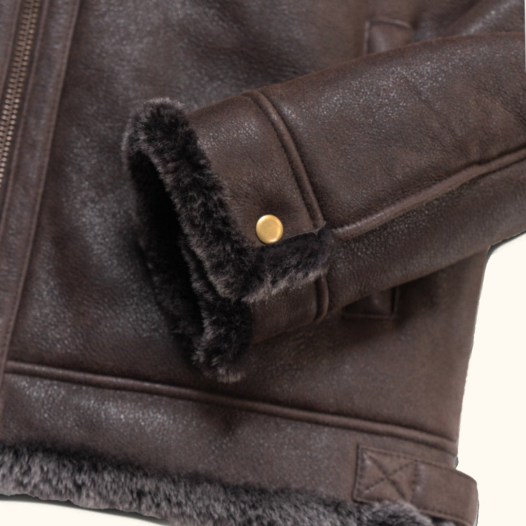 Shearling Leather Bomber Jacket - Vox Leather