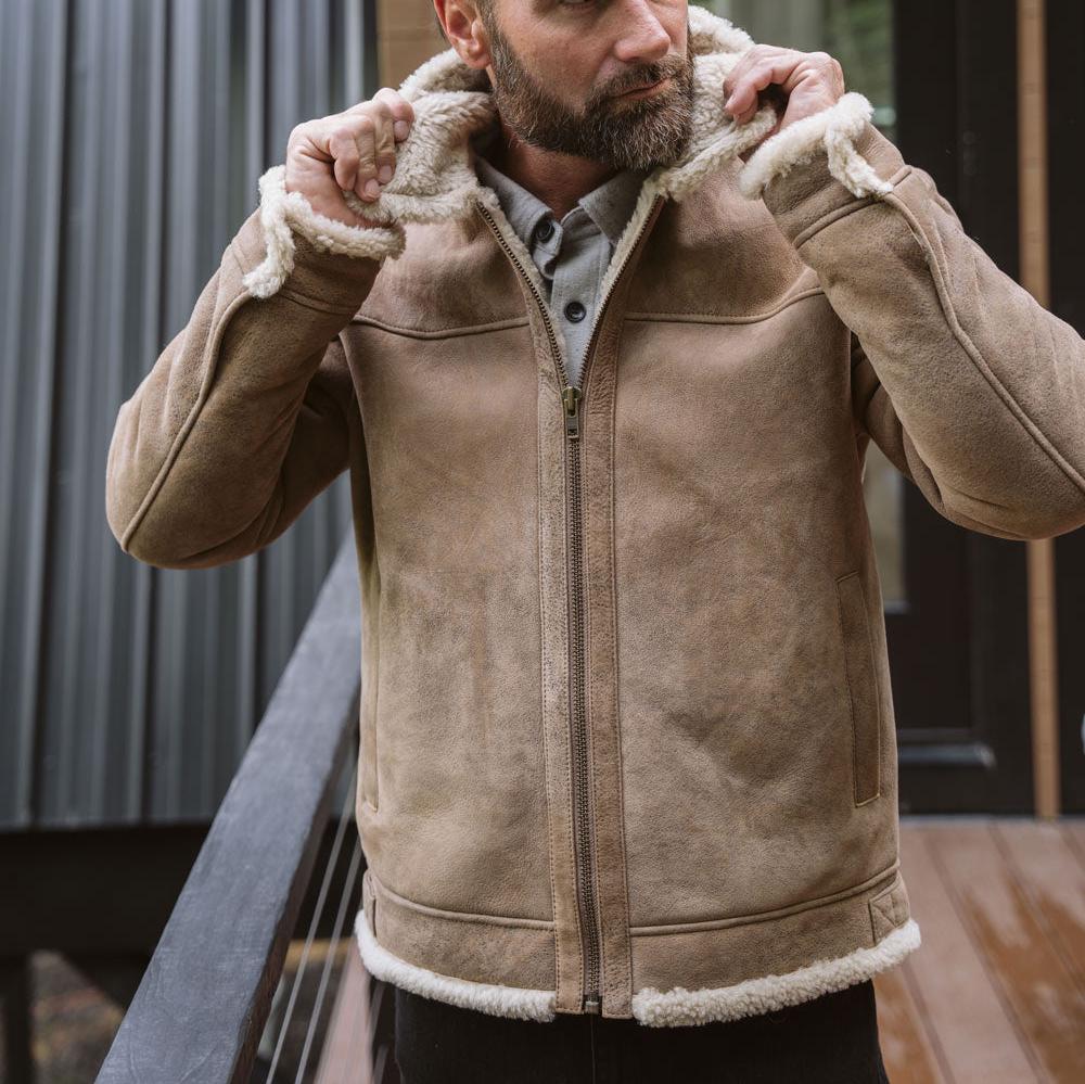 Shearling Leather Bomber Jacket - Vox Leather