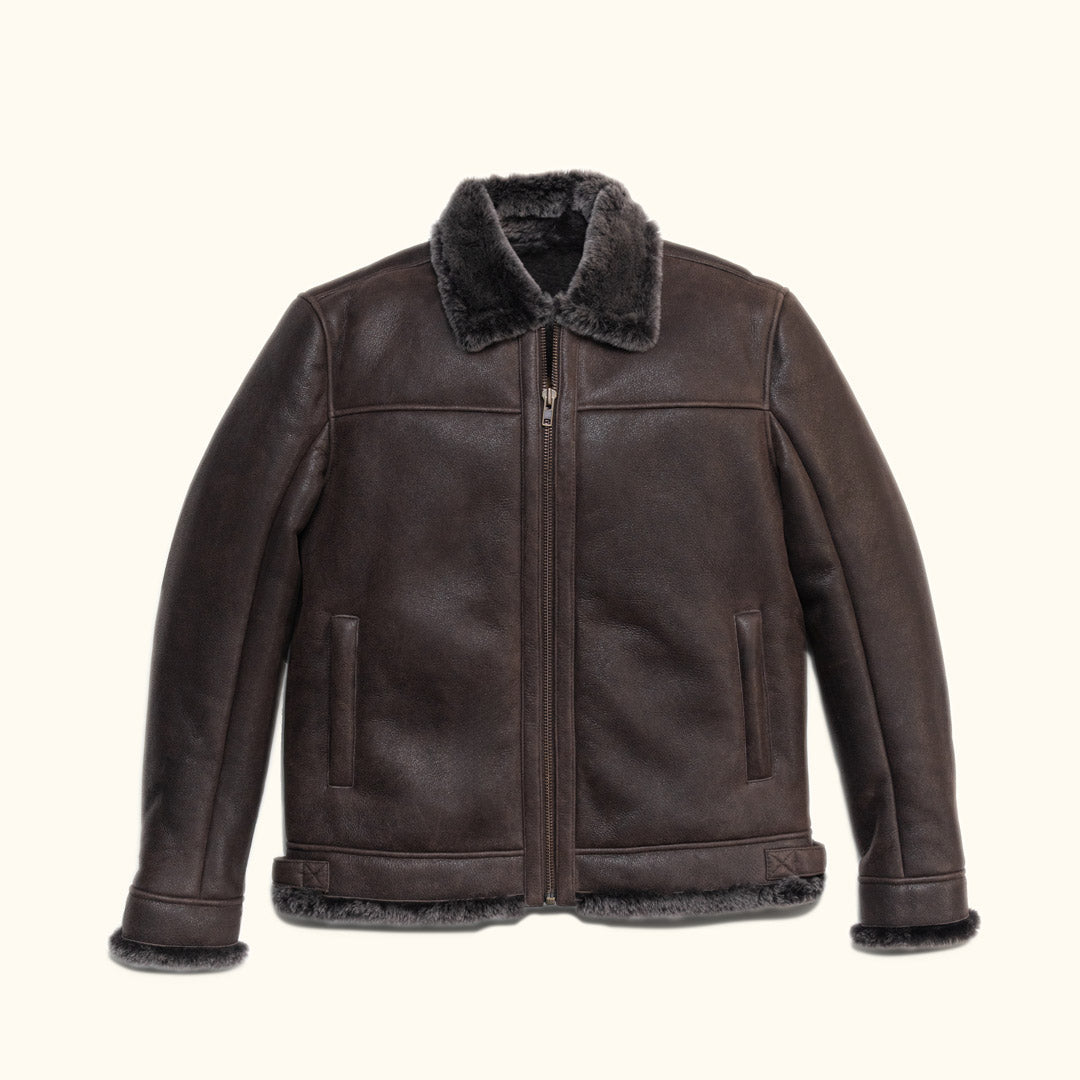 Shearling Leather Bomber Jacket - Vox Leather