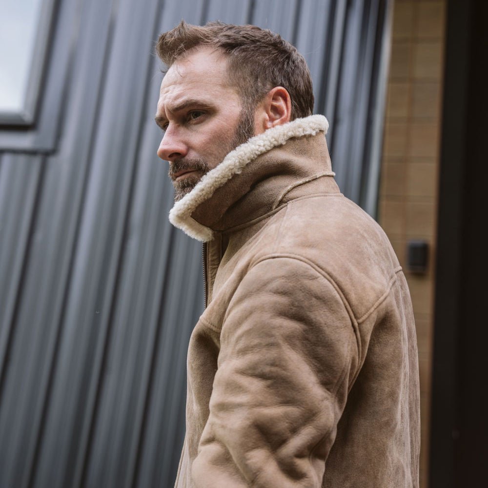 Shearling Leather Bomber Jacket - Vox Leather