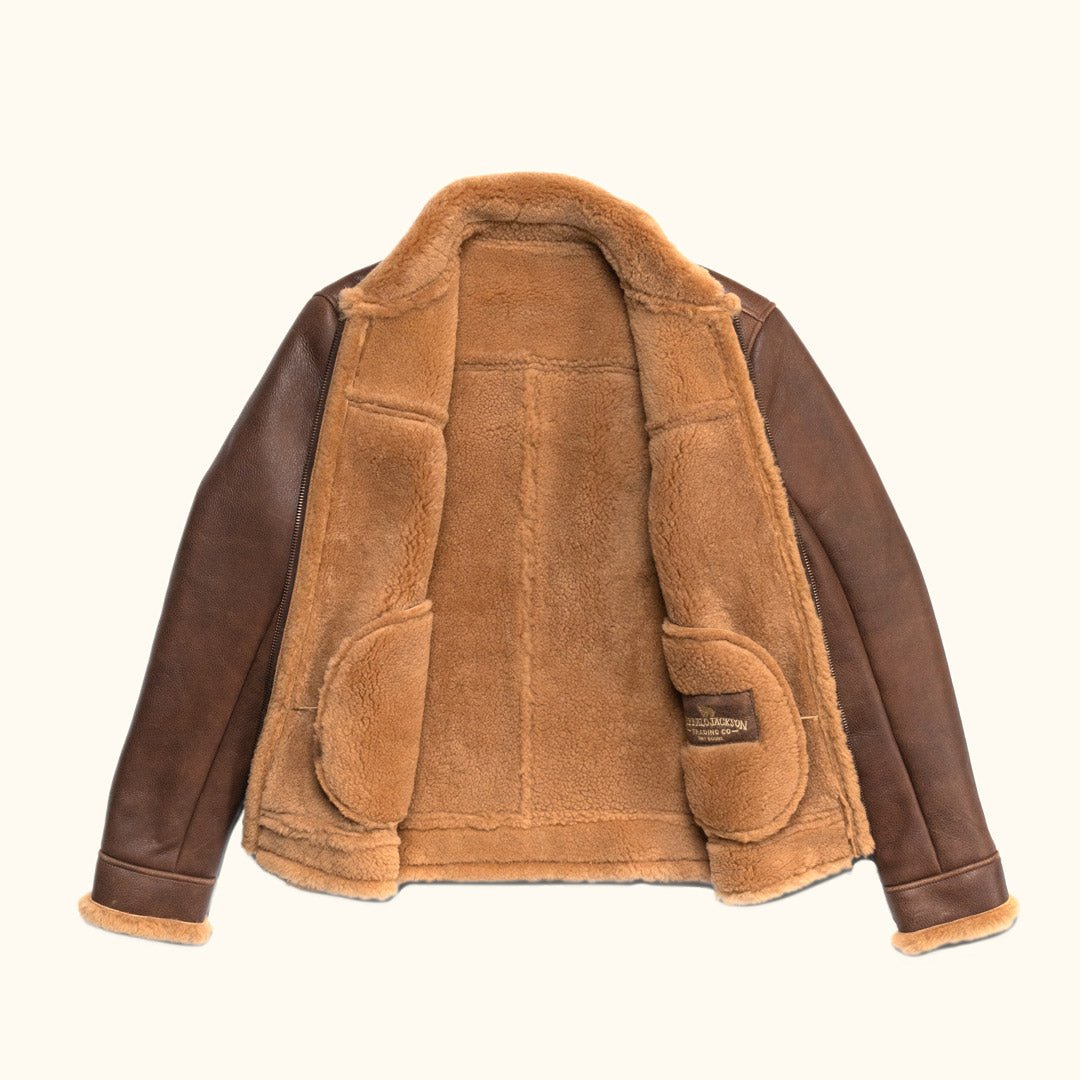 Shearling Leather Bomber Jacket - Vox Leather