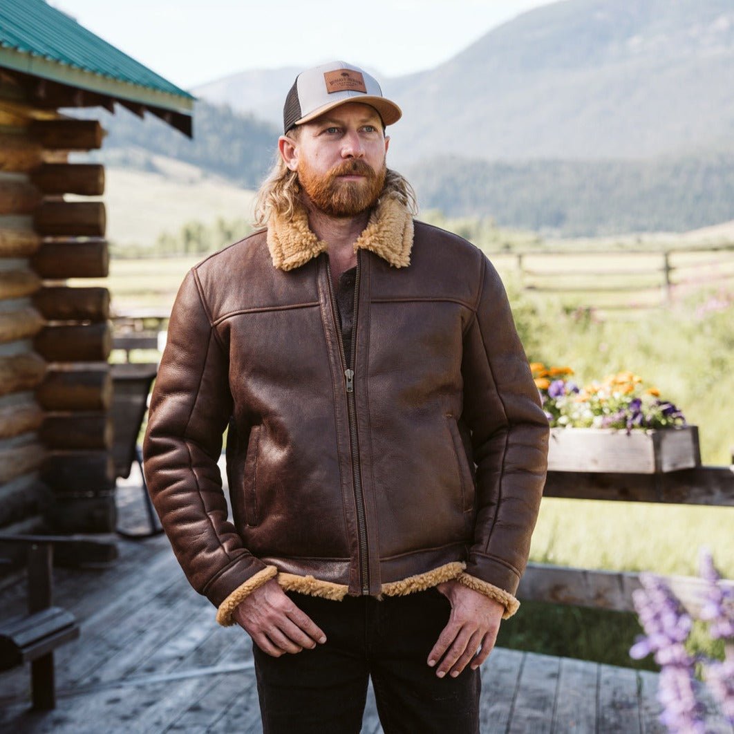 Shearling Leather Bomber Jacket - Vox Leather