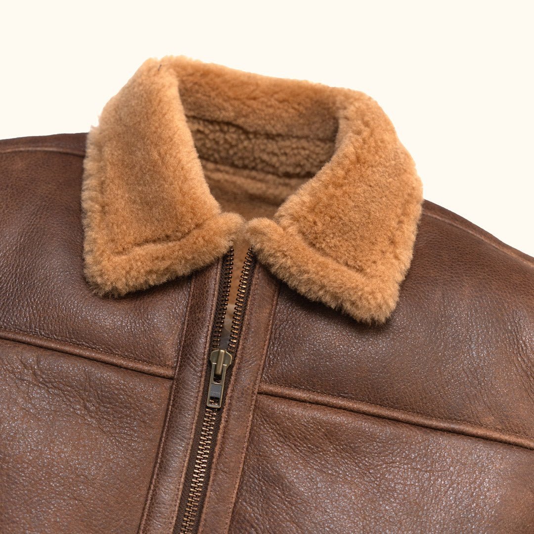 Shearling Leather Bomber Jacket - Vox Leather