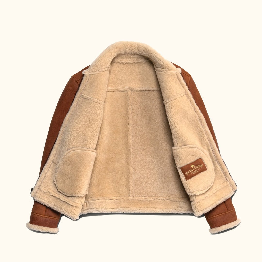 Shearling Leather Bomber Jacket - Vox Leather