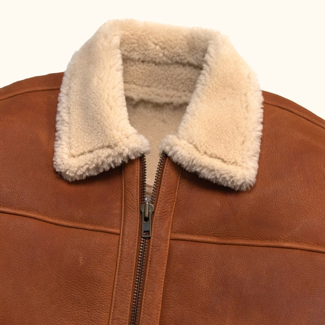 Shearling Leather Bomber Jacket - Vox Leather