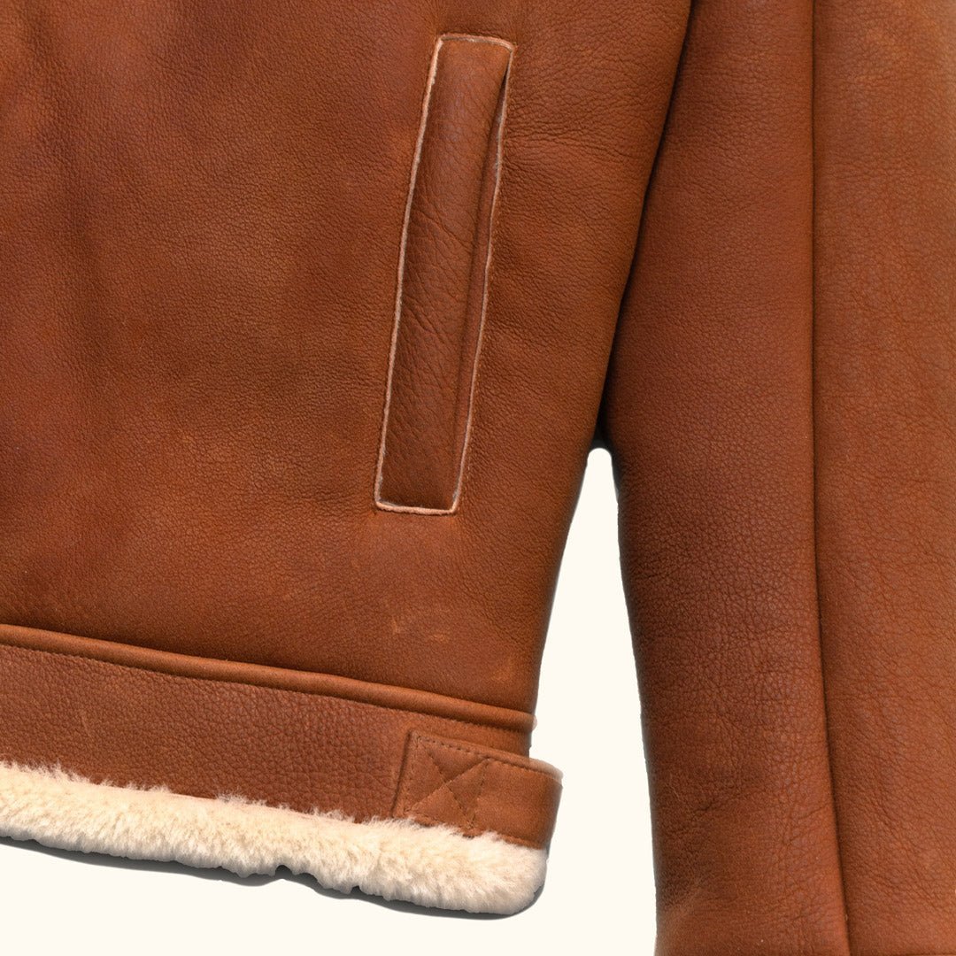 Shearling Leather Bomber Jacket - Vox Leather