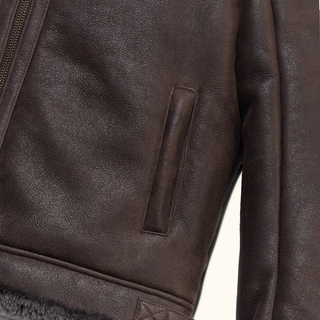 Shearling Leather Bomber Jacket - Vox Leather