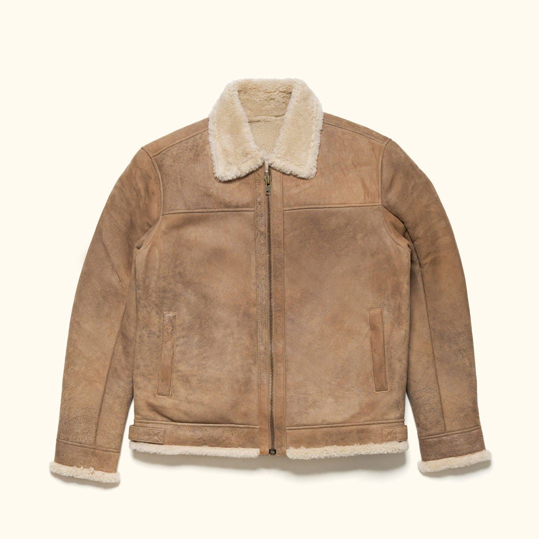 Shearling Leather Bomber Jacket - Vox Leather