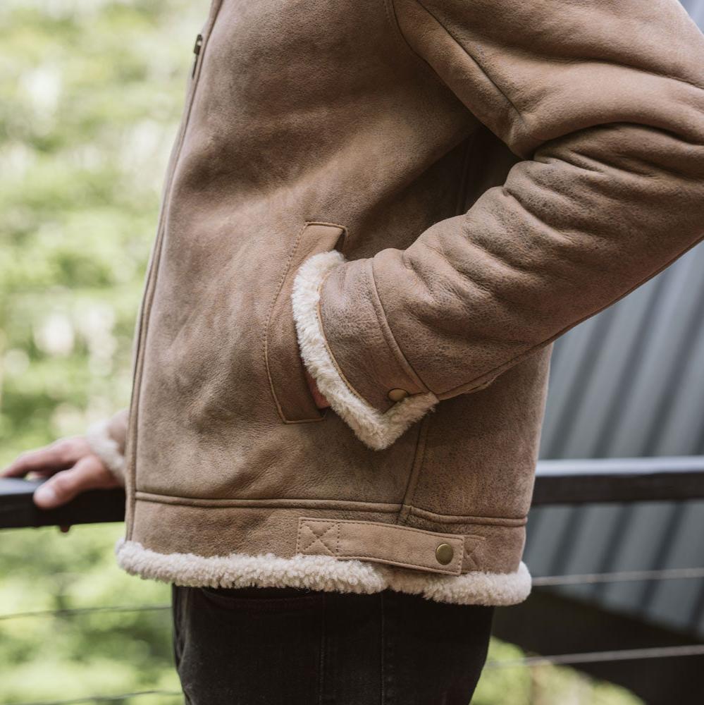 Shearling Leather Bomber Jacket - Vox Leather