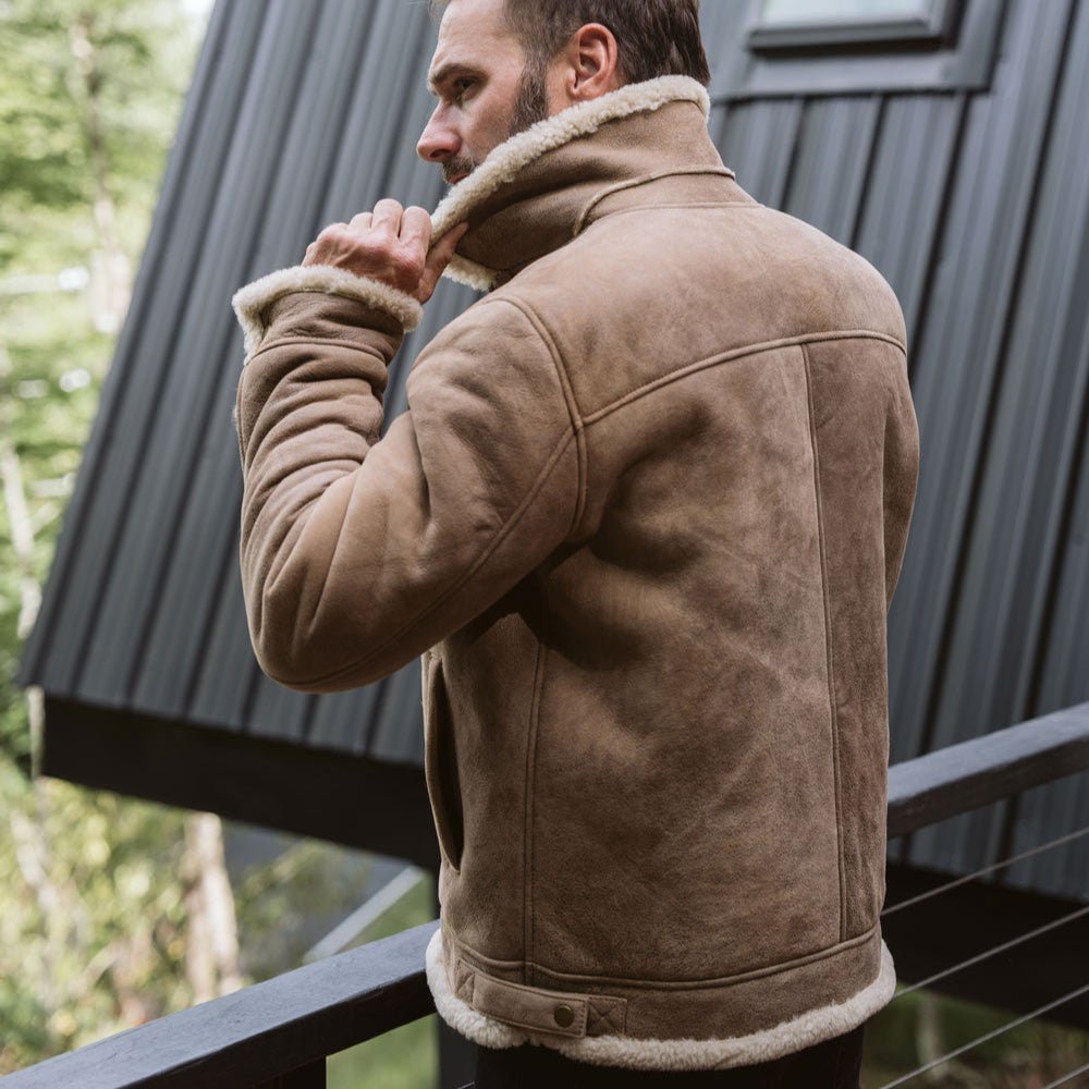 Shearling Leather Bomber Jacket - Vox Leather