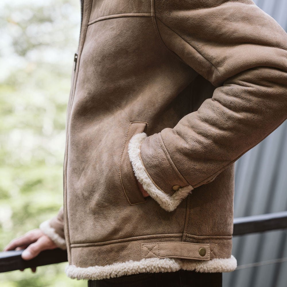 Shearling Leather Bomber Jacket - Vox Leather