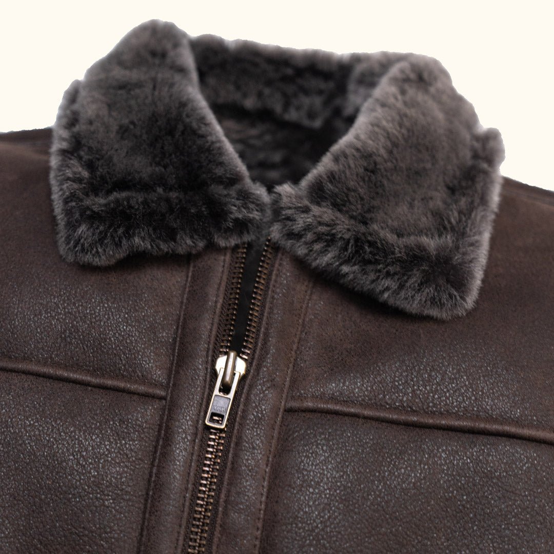 Shearling Leather Bomber Jacket - Vox Leather