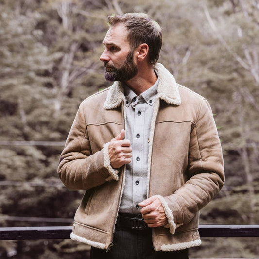 Shearling Leather Bomber Jacket - Vox Leather