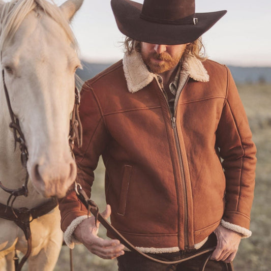 Shearling Leather Bomber Jacket - Vox Leather